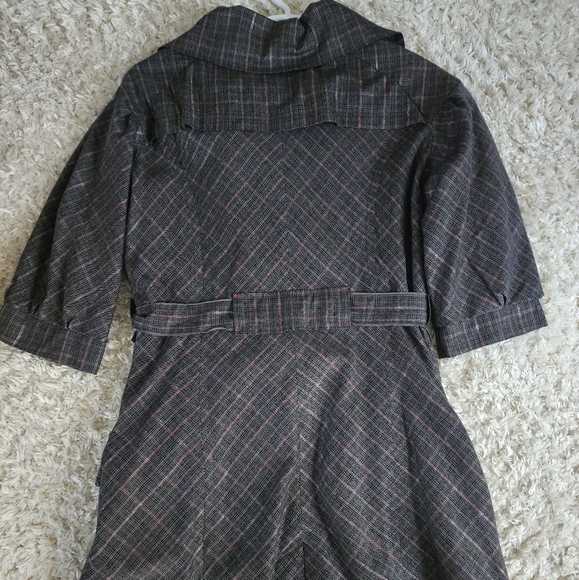Su & Lola Plaid Peter Pan Collar Trench Coat XL - Picture 4 of 7